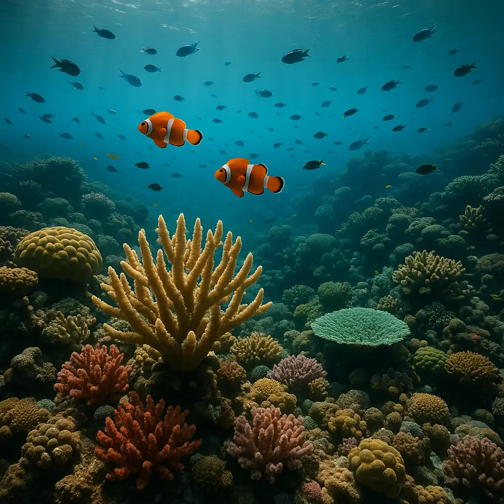 Arrecife coralino en profundidad